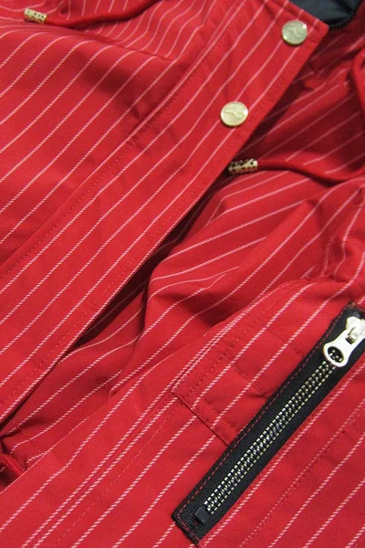 Dámská červeno-černá oboustranná pruhovaná bunda s kapucí 915K SPEED.A