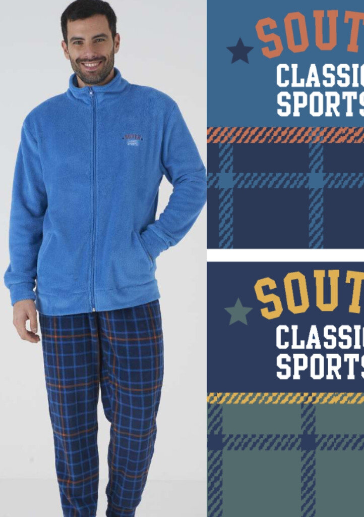 Mužské teplé pyžamo ZipComfort od značky Karelpiu, Modrá M i321_78255-451081