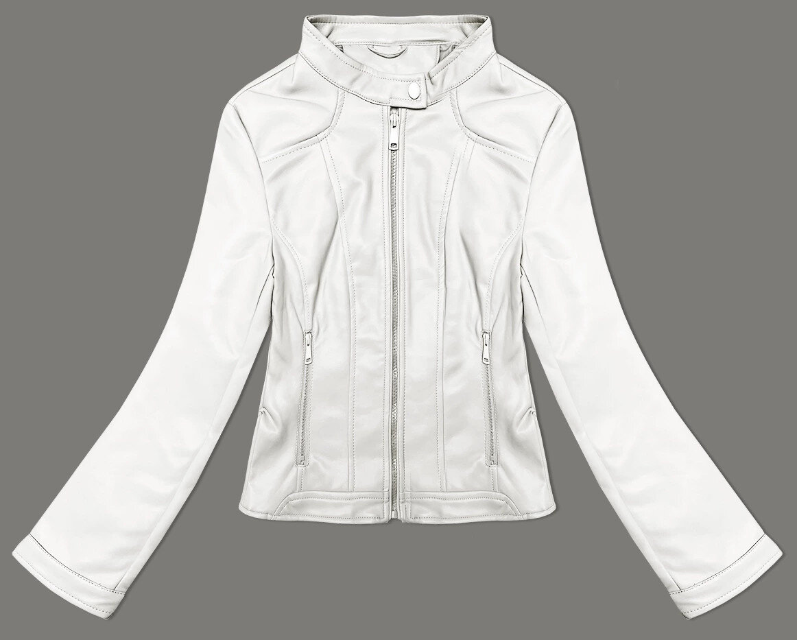 Krátká dámská bunda ramoneska v barvě ecru se stojáčkem J Style, odcienie bieli L (40) i392_23390-49