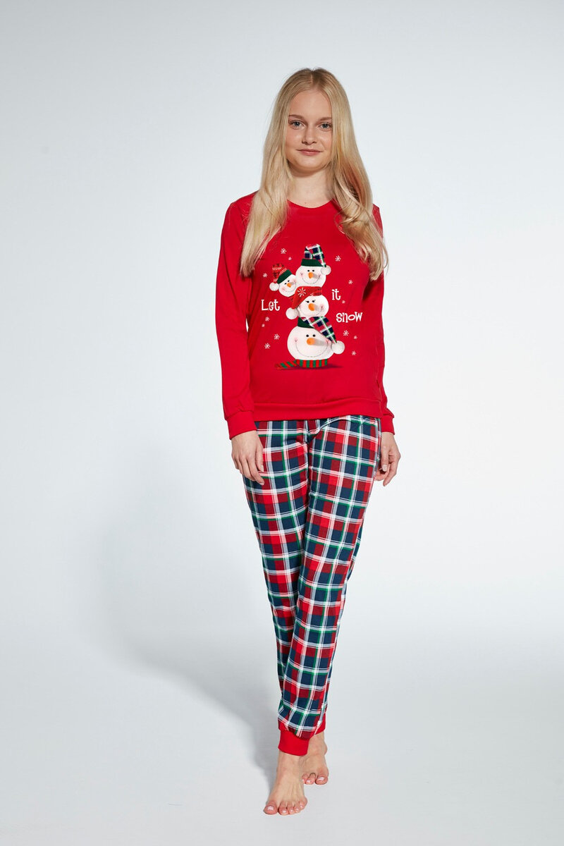 Vánoční dívčí pyžamo se sněhuláky, Ruda 146-152 i384_76718765