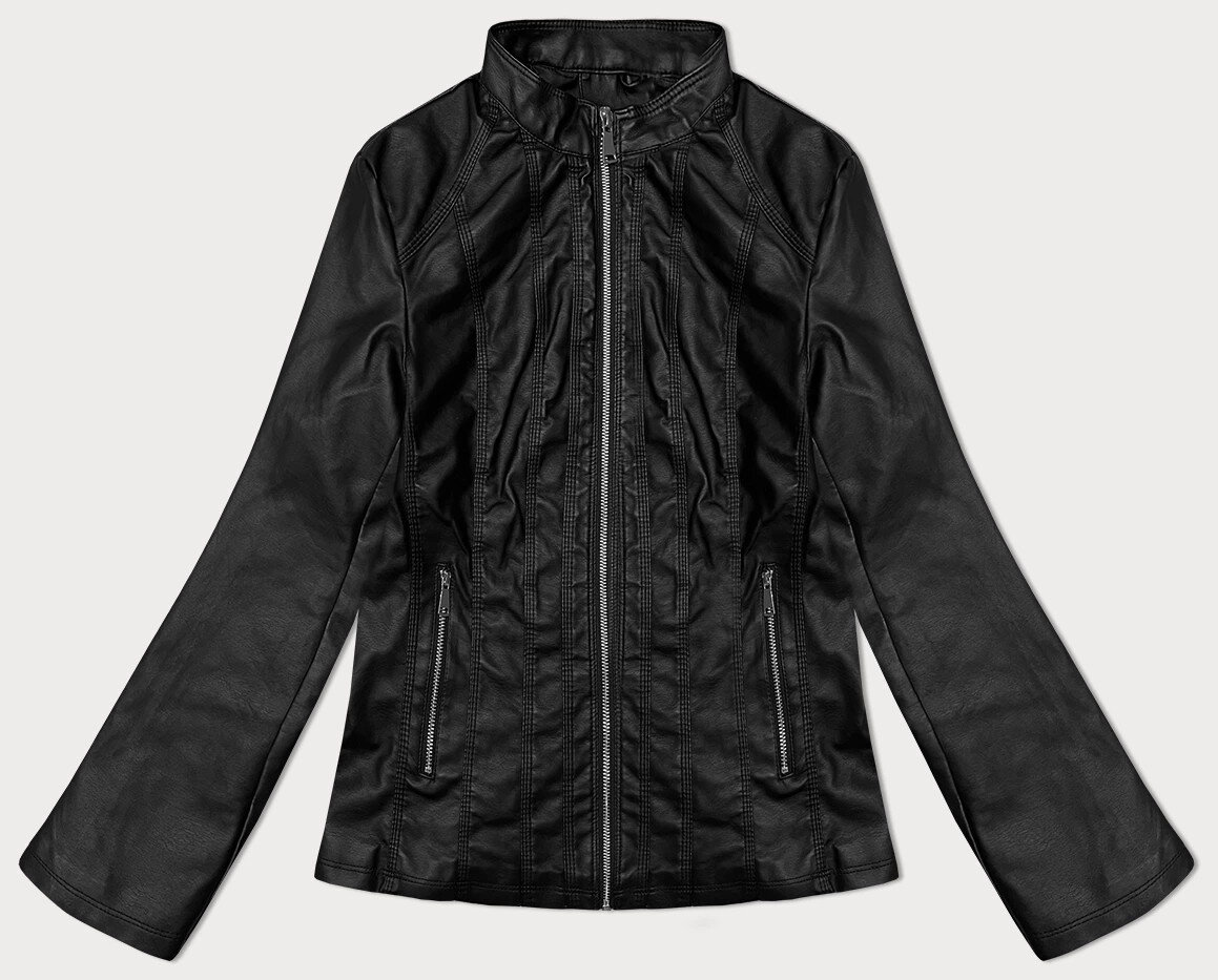 Černá klasická plus size bunda z eko-kůže J Style (11Z8133), odcienie czerni XL (42) i392_23393-53