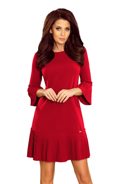 LUCY - Pohodlné dámské plisované šaty v bordó barvě 4 model 83242