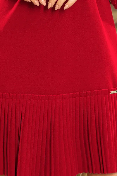 LUCY - Pohodlné dámské plisované šaty v bordó barvě 4 model 83242