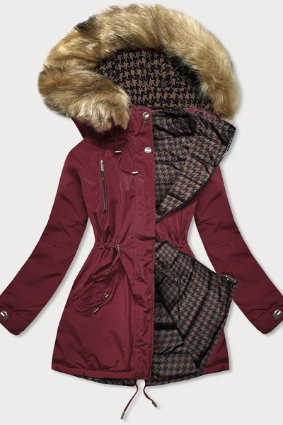 Zimní 2v1 bunda s odnímatelnou kapucí a kožešinou pro ženy