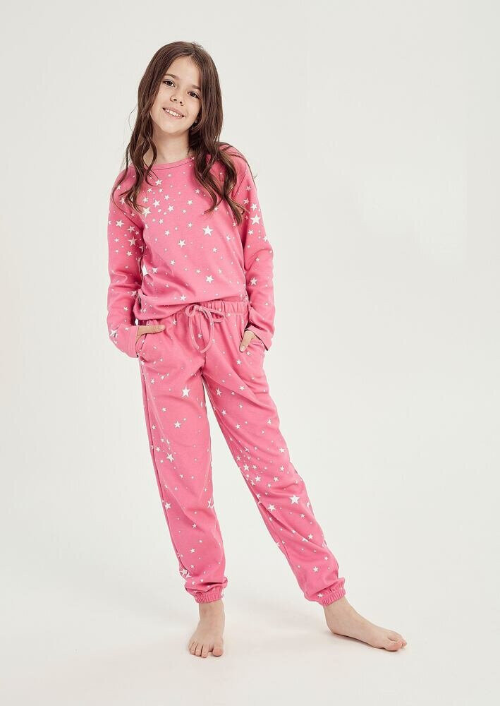 Růžové hvězdičkové pyžamo pro dívky Taro, růžová 146 i43_79202_2:růžová_3:146_
