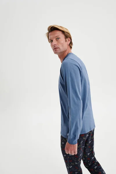 Klasické pyžamo pro muže s dlouhým rukávem - Měkká bavlna Vamp