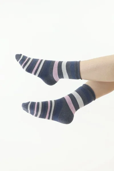 Teplé šedé pruhované ponožky Moraj