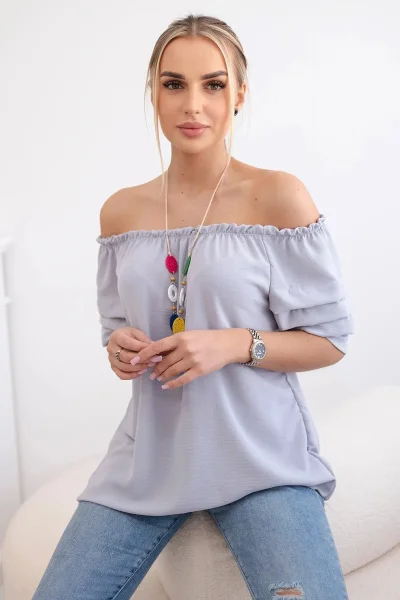 Elegantní dámská halenka s ozdobnými rukávy K-Fashion