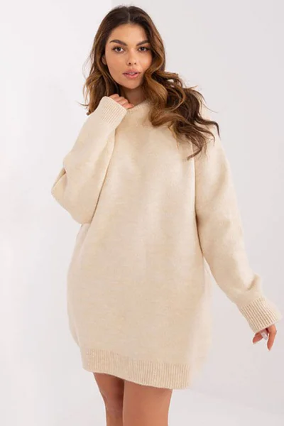 Beige oversize mini šaty Rue Paris