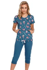 Pyžamo pro ženy Milli modré se zvířaty Dn-nightwear