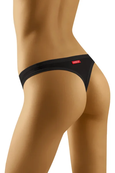 Dámská tanga Simple Soft Black - Wol-Bar