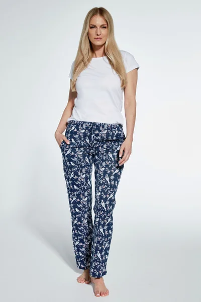 Vzorované pyžamo pro ženy s dlouhými kalhotami Cornette Granát