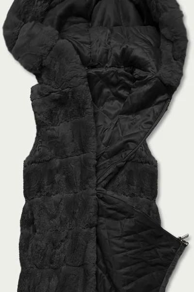 Dámská černá kožešinová vesta s kapucí R54D69 S'WEST