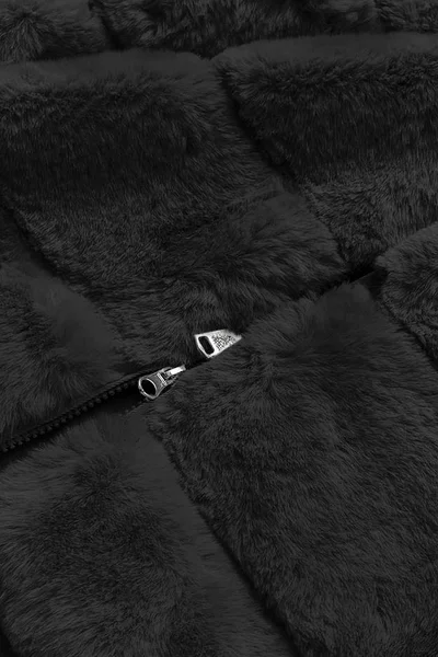 Dámská černá kožešinová vesta s kapucí R54D69 S'WEST