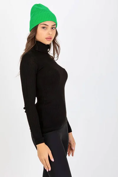 Černý svetr Rue Paris s rolákem - Elegantní žebrovaný model