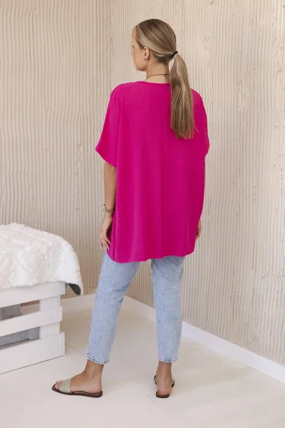 Oversize dámská halenka s přívěskem fuchsie K-Fashion