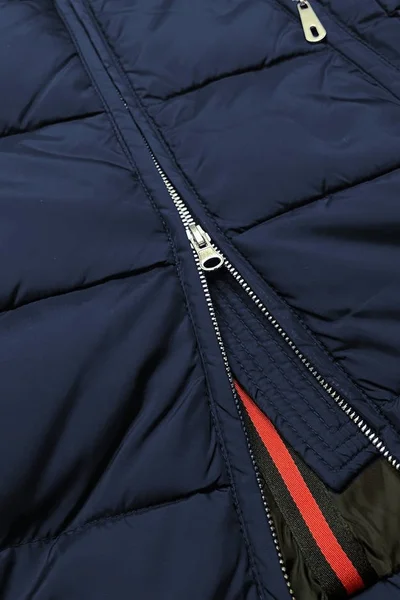 Zimní bunda s prodlouženými boky a kožešinovou kapucí - Modrá Zimnice