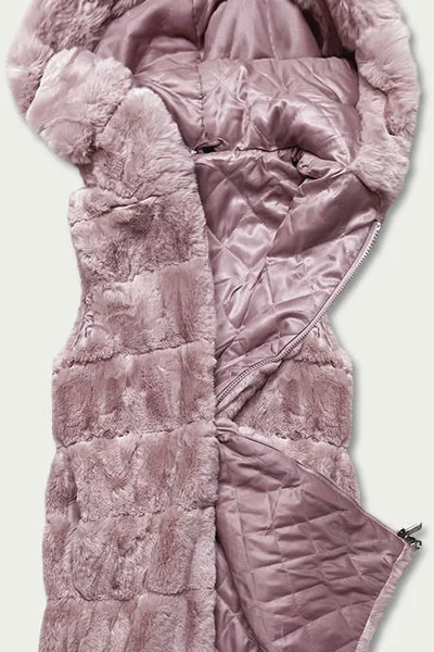 Dámská růžová kožešinová vesta s kapucí 081 S'WEST