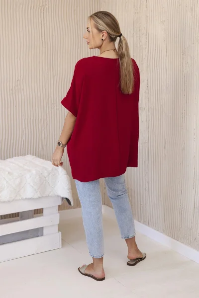 Oversized dámská halenka s přívěskem - Burgundská elegance K-Fashion