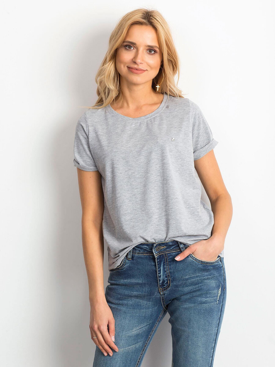 Dámské šedé bavlněné tričko pro ženy FPrice, S i523_2016102217398