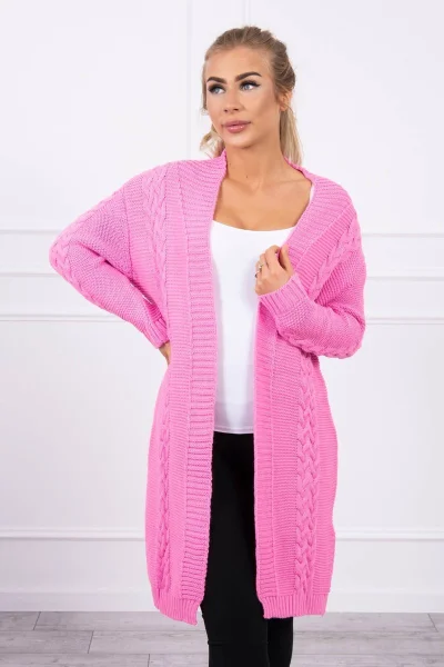 Dámský růžový kostkovaný cardigan K-Fashion