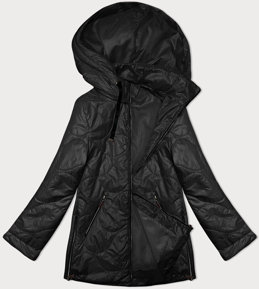 Černá dámská prošívaná bunda s kapucí SWest, odcienie czerni 48 i392_23274-27