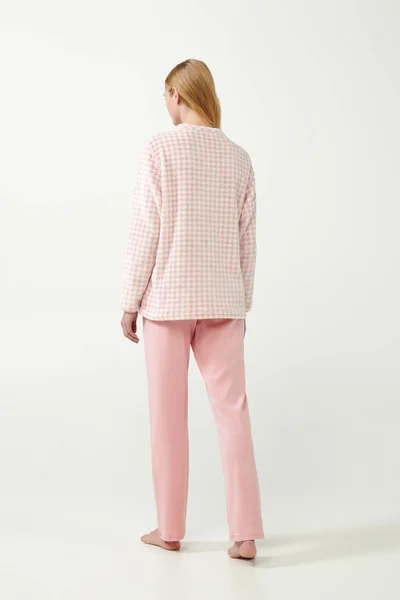 Vamp Dámské Pyžamo Pink Peach s Fleece a Bavlnou