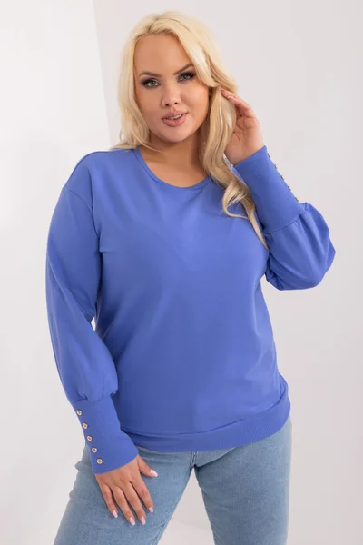 Lilac plus size dámská mikina s manžetami Fashionhunters