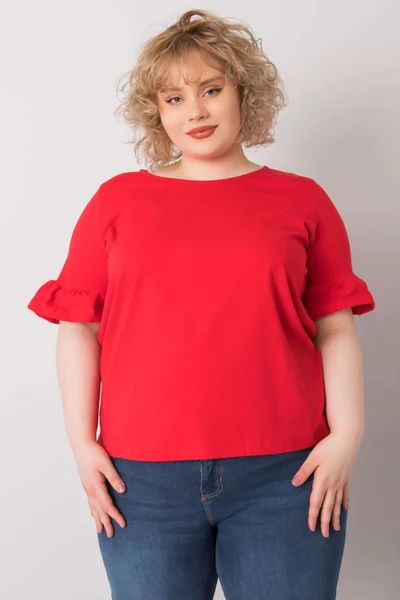 Dámská červená dámská halenka s ozdobnými rukávy Plus Size FPrice