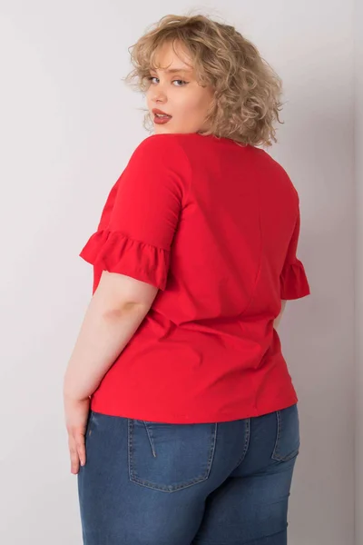 Dámská červená dámská halenka s ozdobnými rukávy Plus Size FPrice