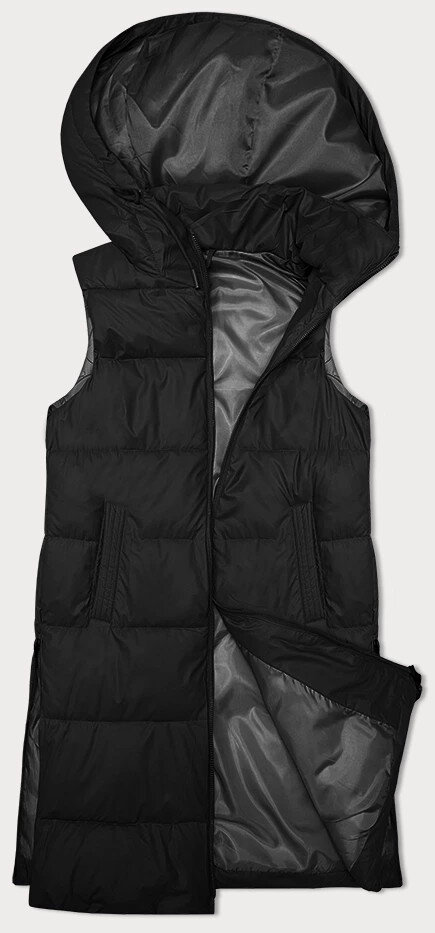 Černá péřová dámská vesta SWest - Zimní elegance, odcienie czerni 54 i392_23280-30