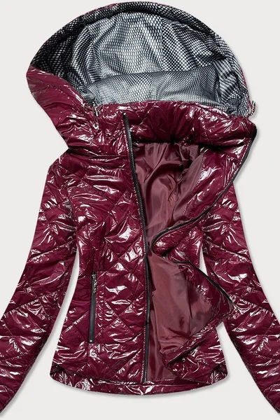 Lesklá bunda pro ženy ve vínové bordó barvě LW5C37 S'WEST