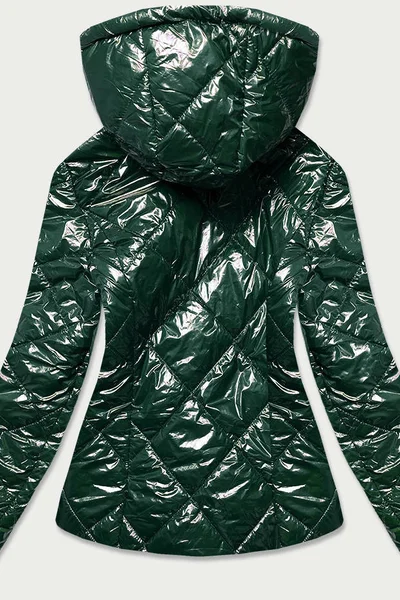 Lesklá bunda pro ženy v lahvově zelené barvě 204WLY S'WEST