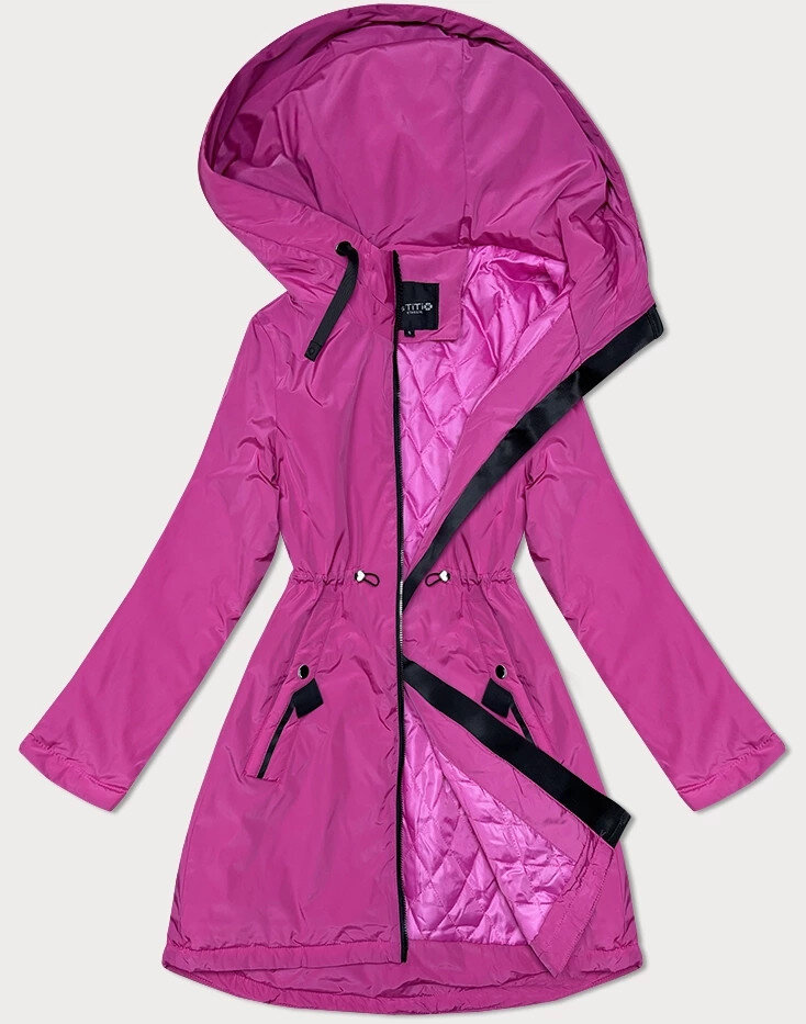 Růžová zateplená bunda s kapucí od Miss TiTi, odcienie różu XL (42) i392_23446-53