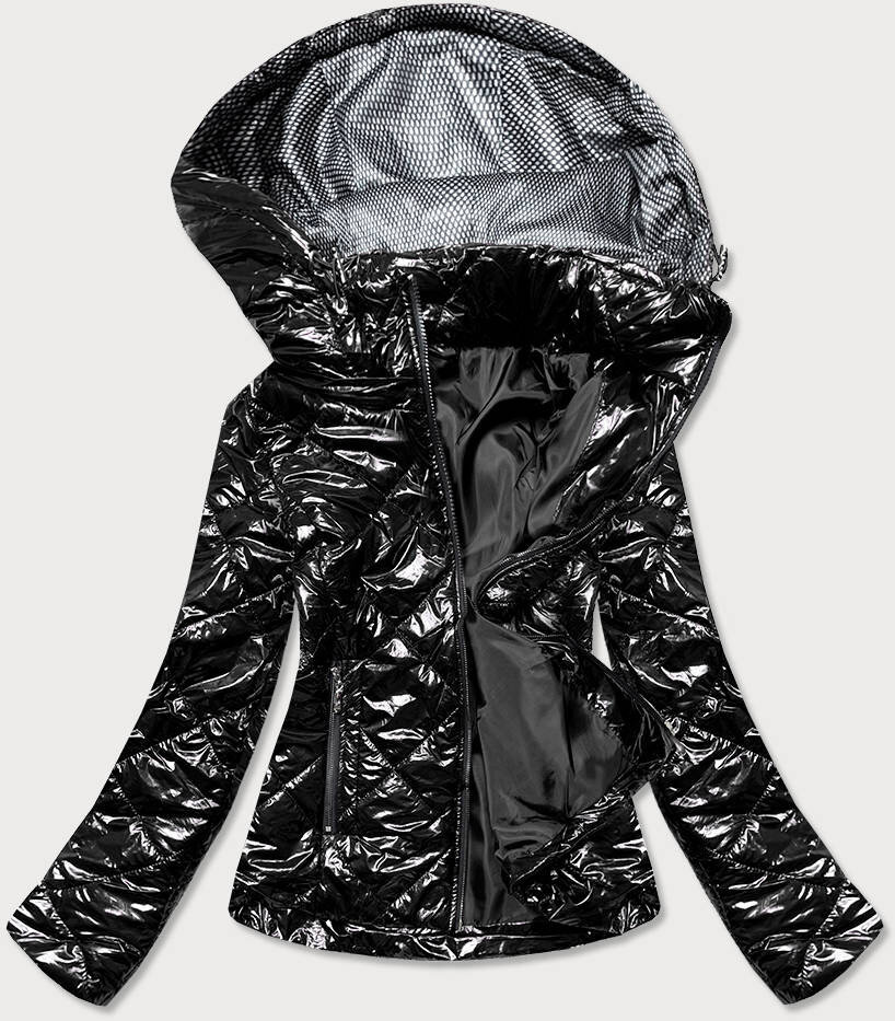 Lesklá černá bunda pro ženy DXJ1 SWEST, odcienie czerni 52 i392_17998-29