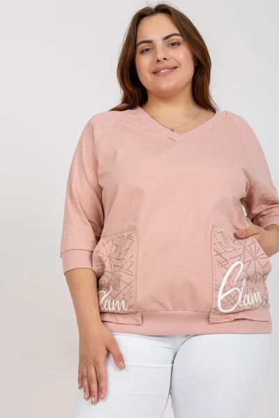 Plus Size Růžová Halenka s Kapsami Fashionhunters