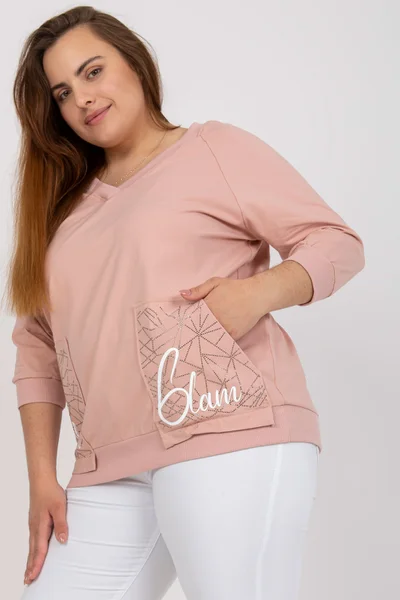 Plus Size Růžová Halenka s Kapsami Fashionhunters