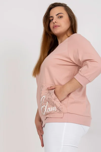 Plus Size Růžová Halenka s Kapsami Fashionhunters