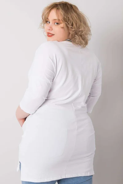 Dámská bílá bavlněná tunika Plus Size FPrice
