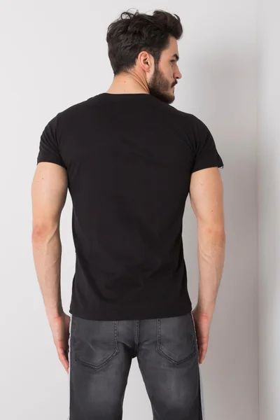 Černé bavlněné pánské tričko s potiskem FPrice