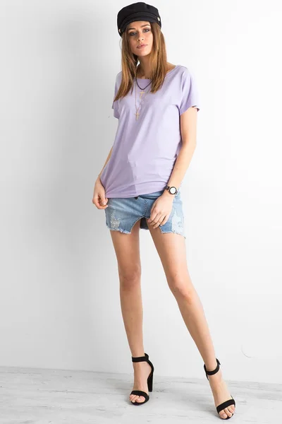 Tričko s výstřihem na zádech, světle fialové FPrice