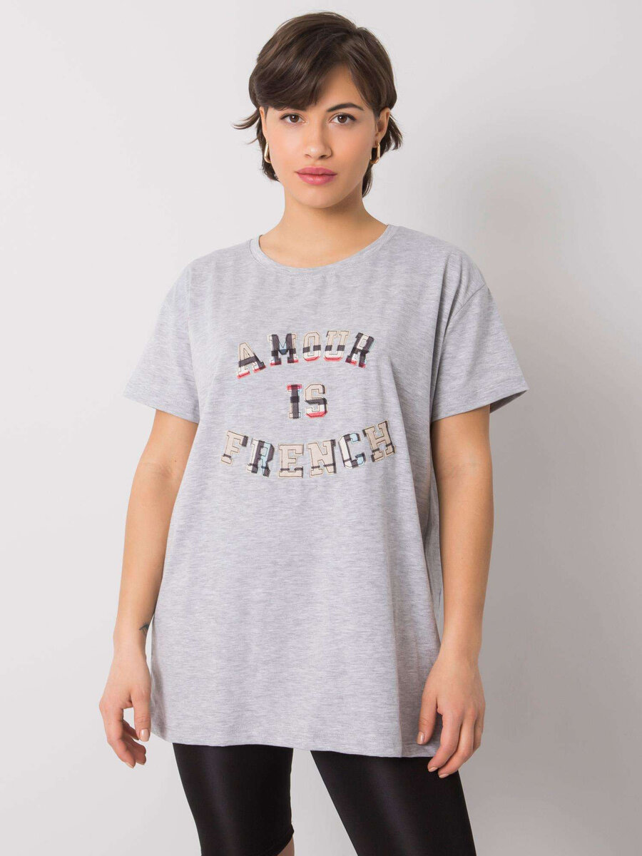 Šedé dámské tričko s nápisem FPrice, jedna velikost i523_2016102914501
