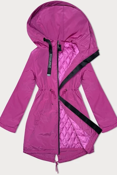 Růžová parka Miss TiTi pro ženy - Péřová bunda s kapucí