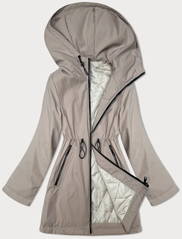 Bežová bunda pro ženy s kapucí SWest - Lehká elegance pro každý den, odcienie beżu XXL (44) i392_23287-48