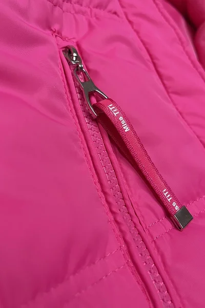 Růžová péřová dámská vesta s kapucí TiTi Chic