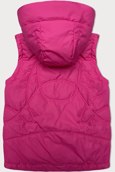 Růžová péřová dámská vesta s kapucí TiTi Chic