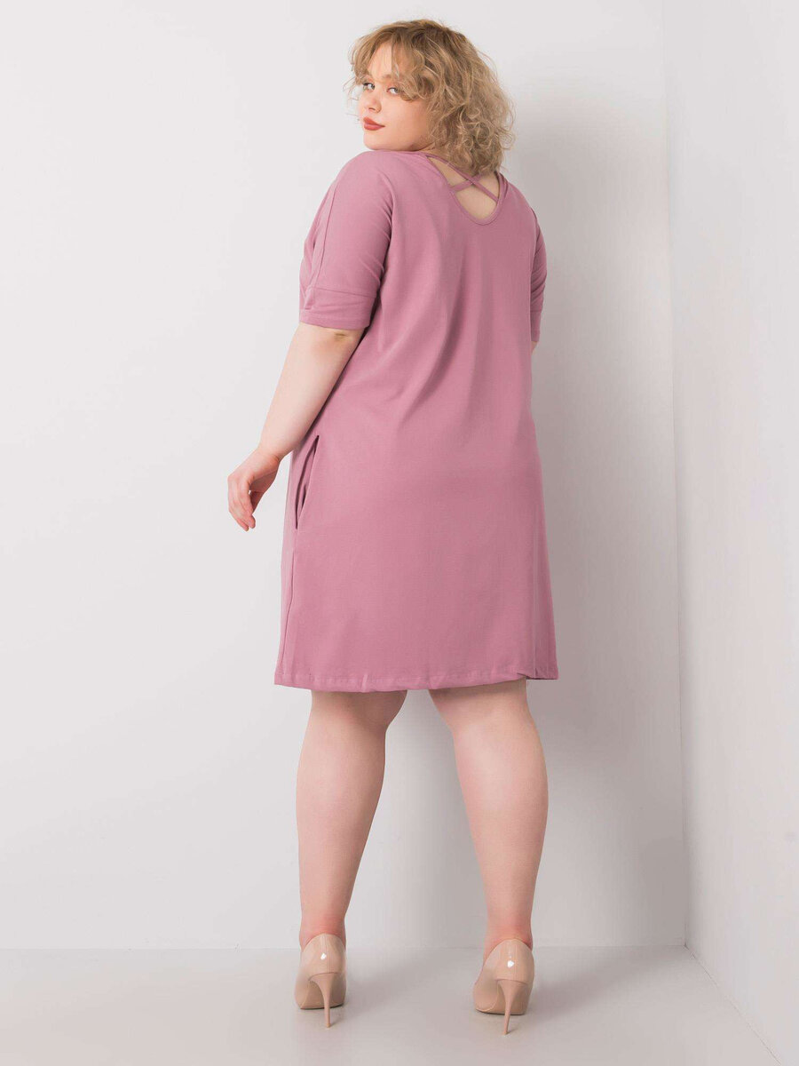 Dámské pudrově růžové šaty Plus Size FPrice, 3XL i523_2016102950516
