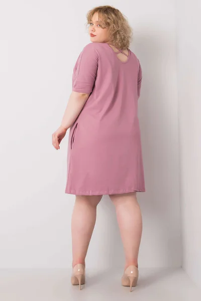 Dámské pudrově růžové šaty Plus Size FPrice