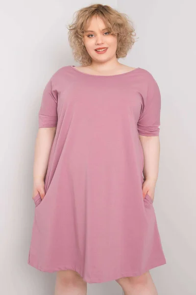 Dámské pudrově růžové šaty Plus Size FPrice