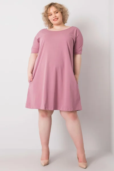 Dámské pudrově růžové šaty Plus Size FPrice